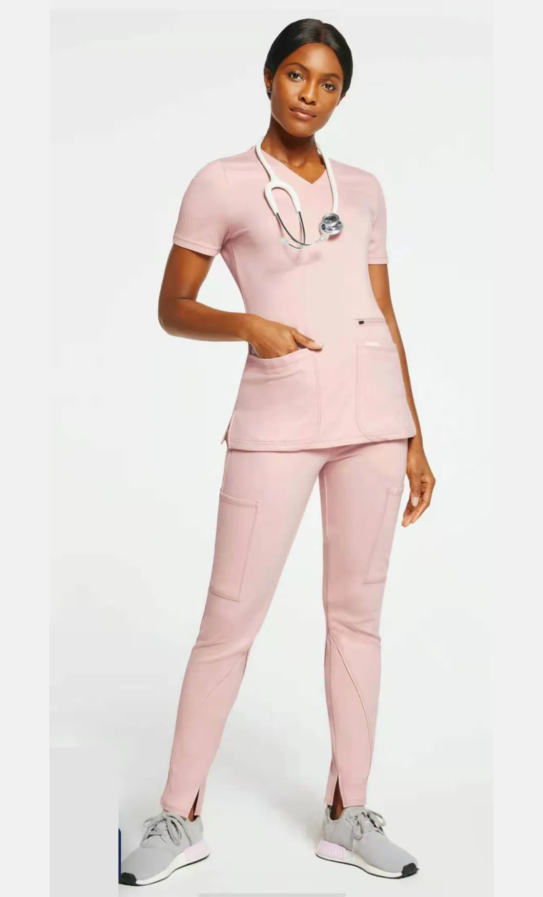 Wholesale Hospital Scrub Uniform Elastic Pockets Women Uniforms Medical Nurse Scrubs